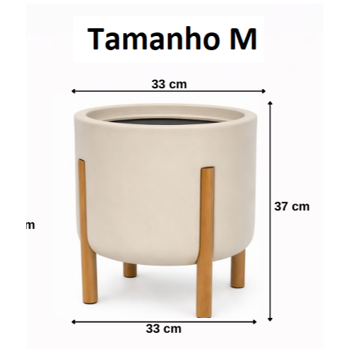 Detalhes do Vaso De Luxo Polietileno Com Pés De Madeira Nobre - P M G Decorativo Elegante