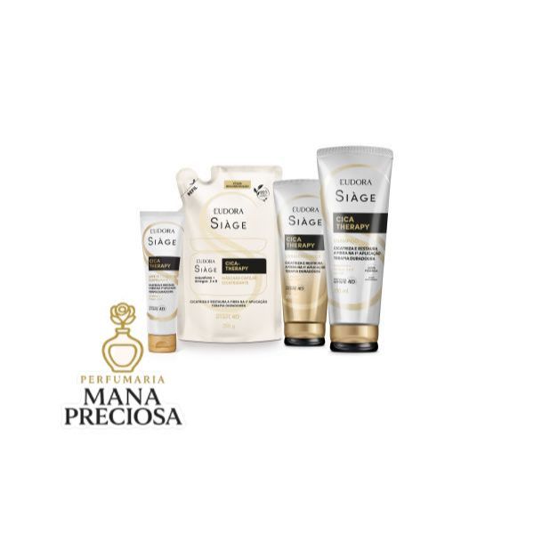 Kit Completo Siàge Cica Therapy Shampoo 250ml + Condicionador 200ml + Máscara Refil 250g + Leave-in 100ml Eudora