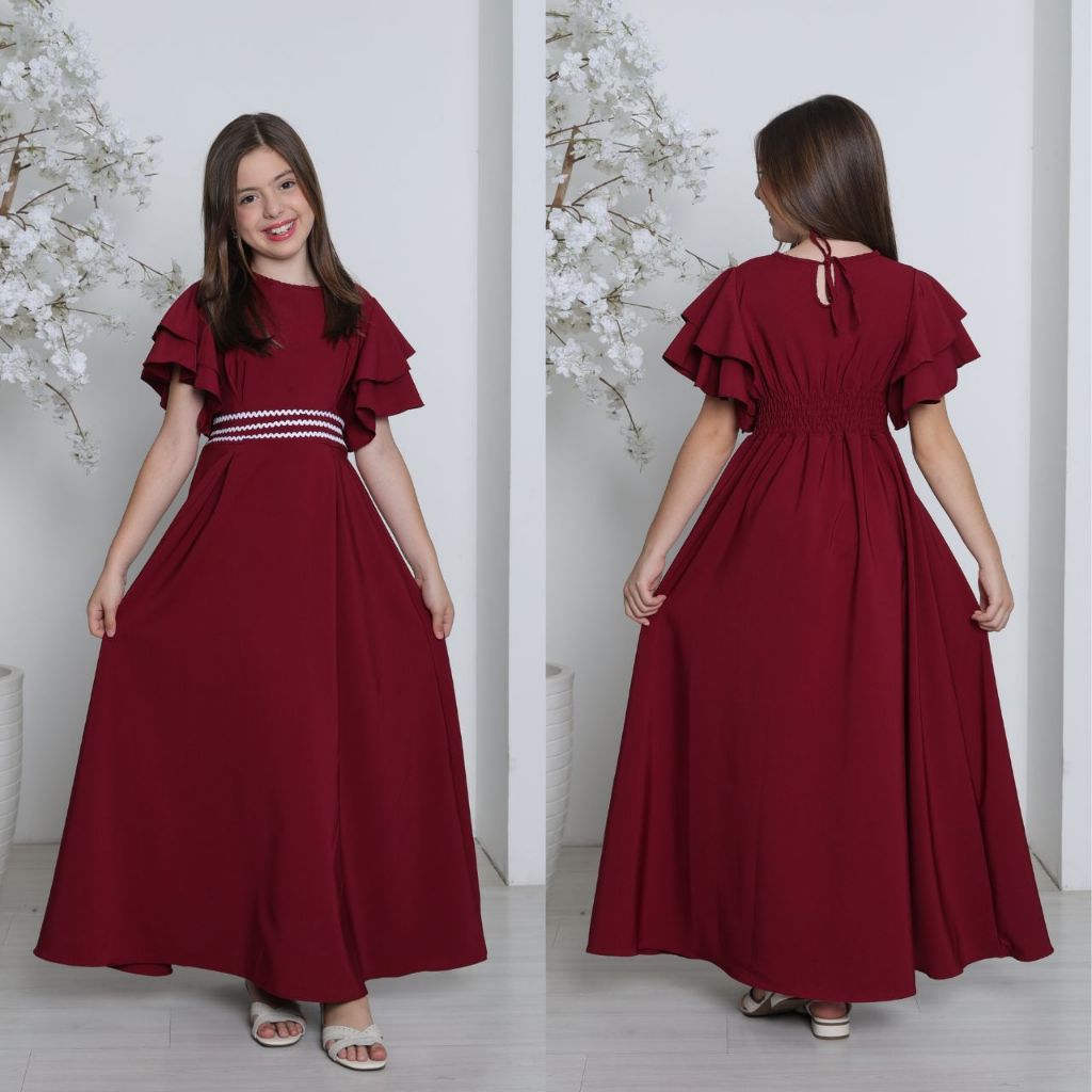 Vestido infanto juvenil para meninas evangelico gode elegante para ocasioes especiais e festas.