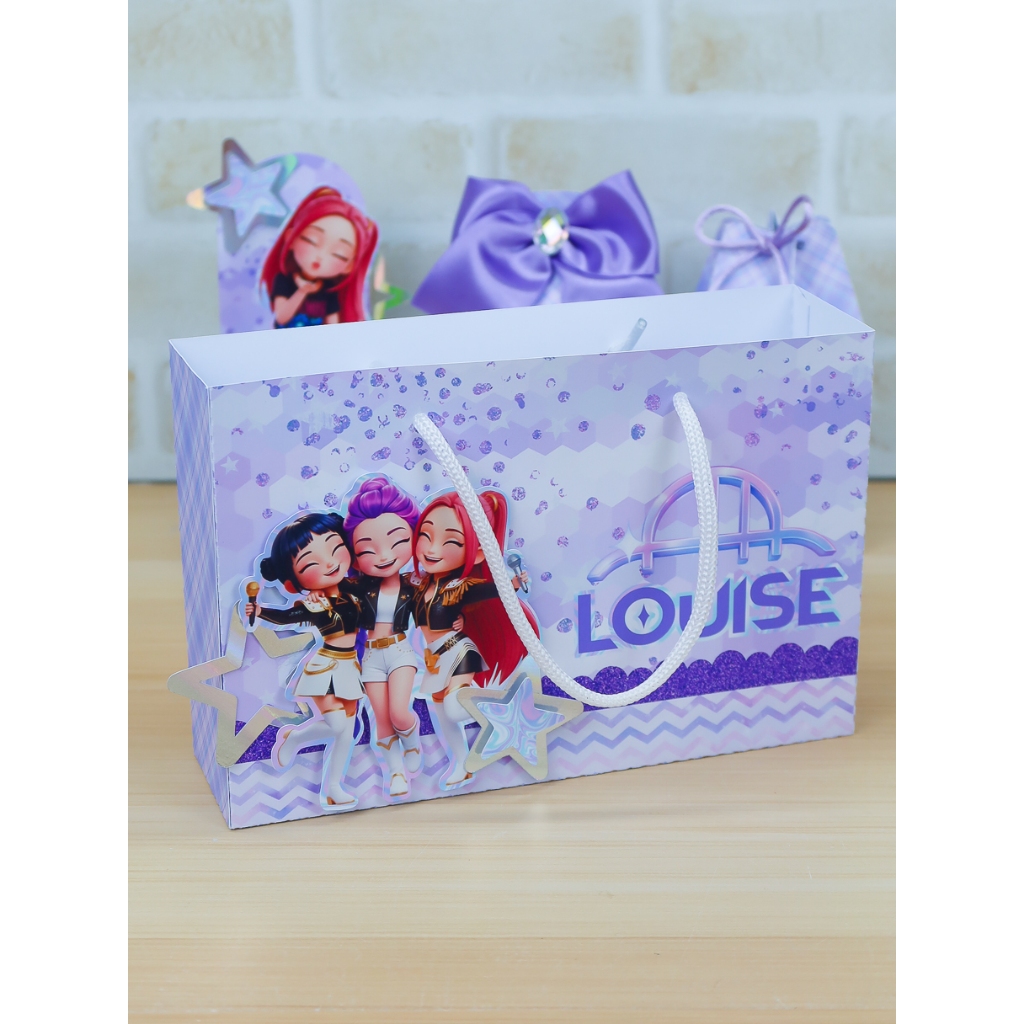 Sacolinhas para lembrancinhas Guerreiras do KPop com aplique 3D - Sacolas Personalizadas Guerreiras do K-POP