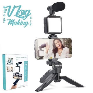 Tripé Estabilizador Para Celular KIT Com Microfone Iluminação Igreja Live Vlog Gravação De Videos