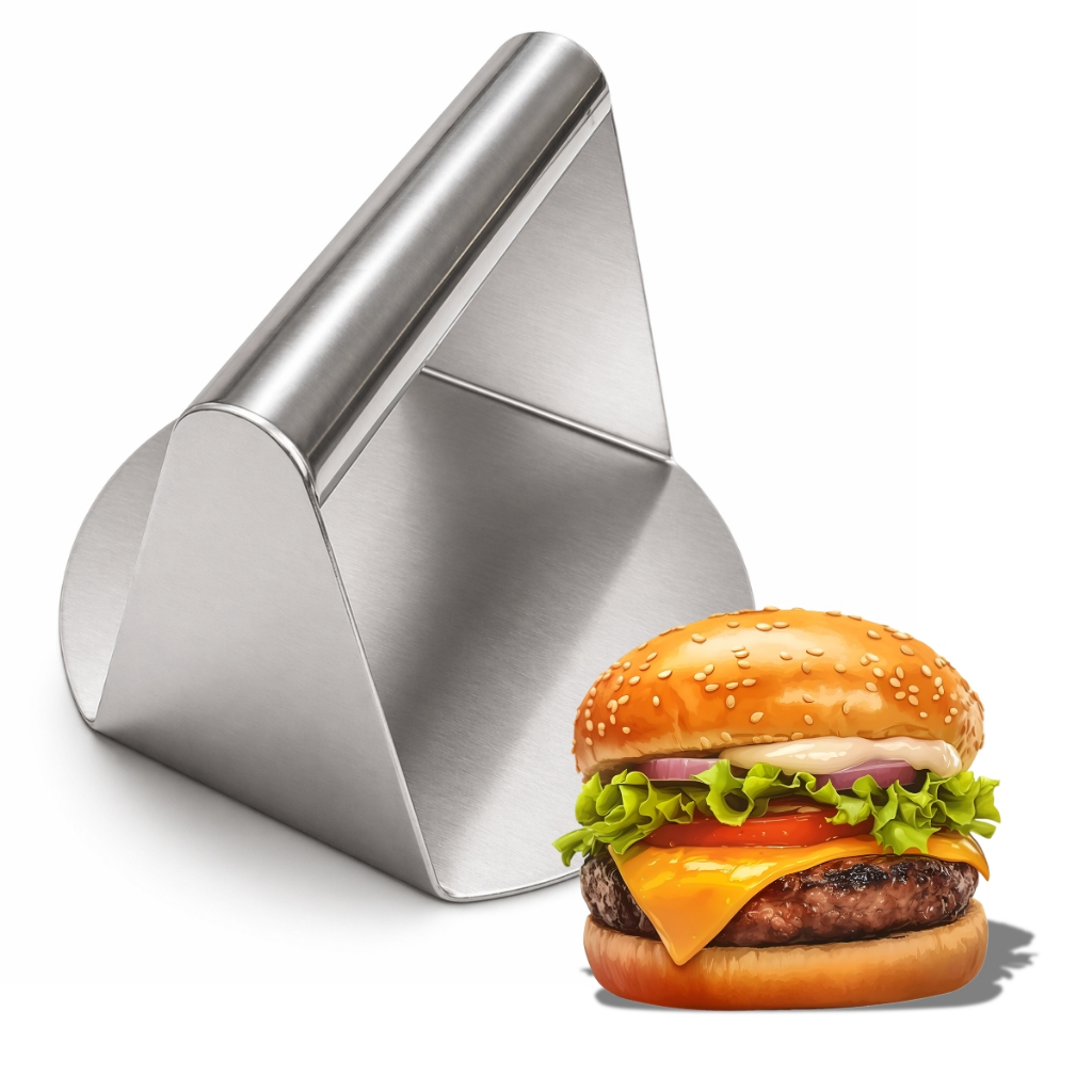 Prensa Redonda Smash Burguer Hambúrguer Artesanal Aço Inox 304 Ecosul Profissional Carne Prensador