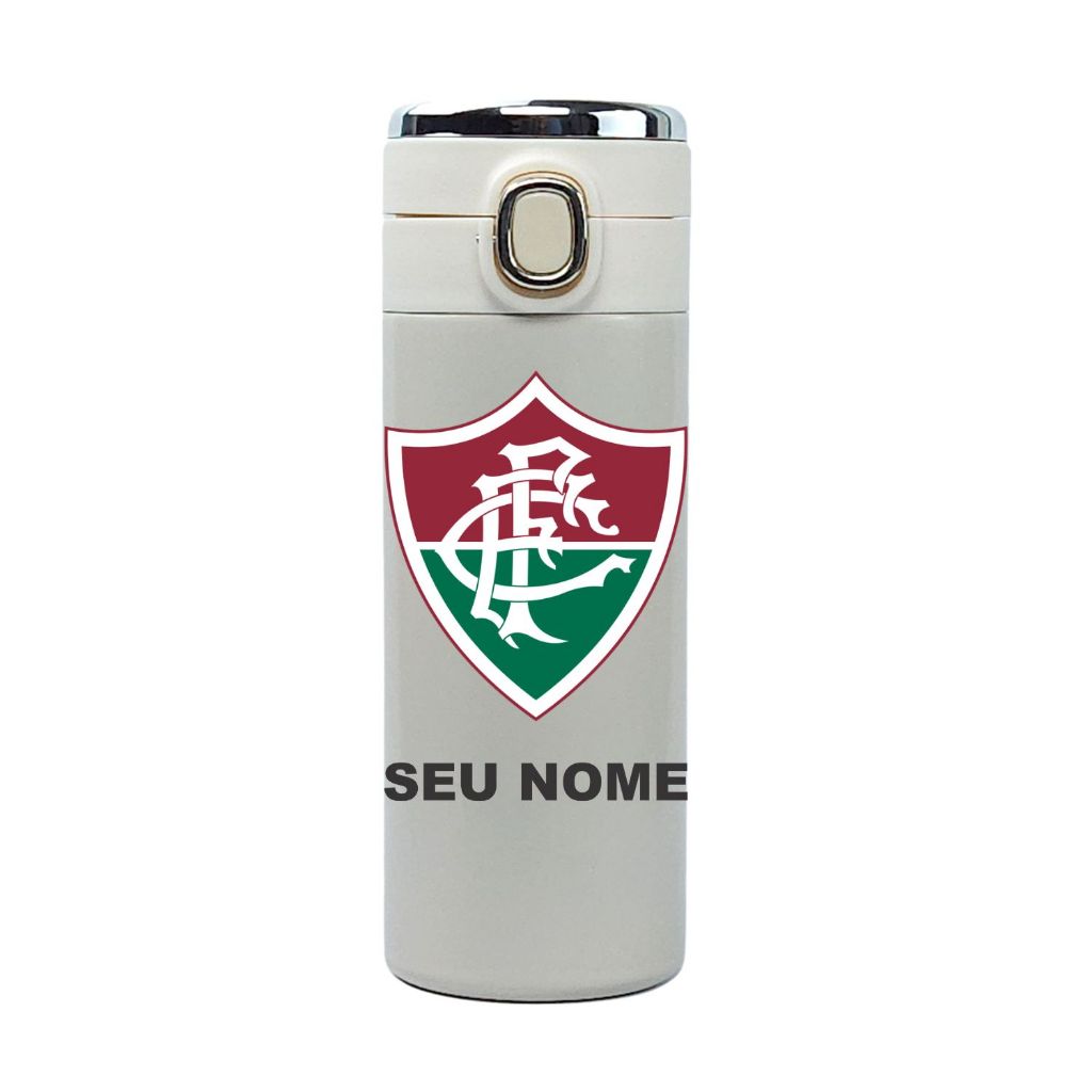 Garrafa Térmica Aço Inoxidavel Time de Futebol Fluminense com Medidor De Temperatura Digital 420ml