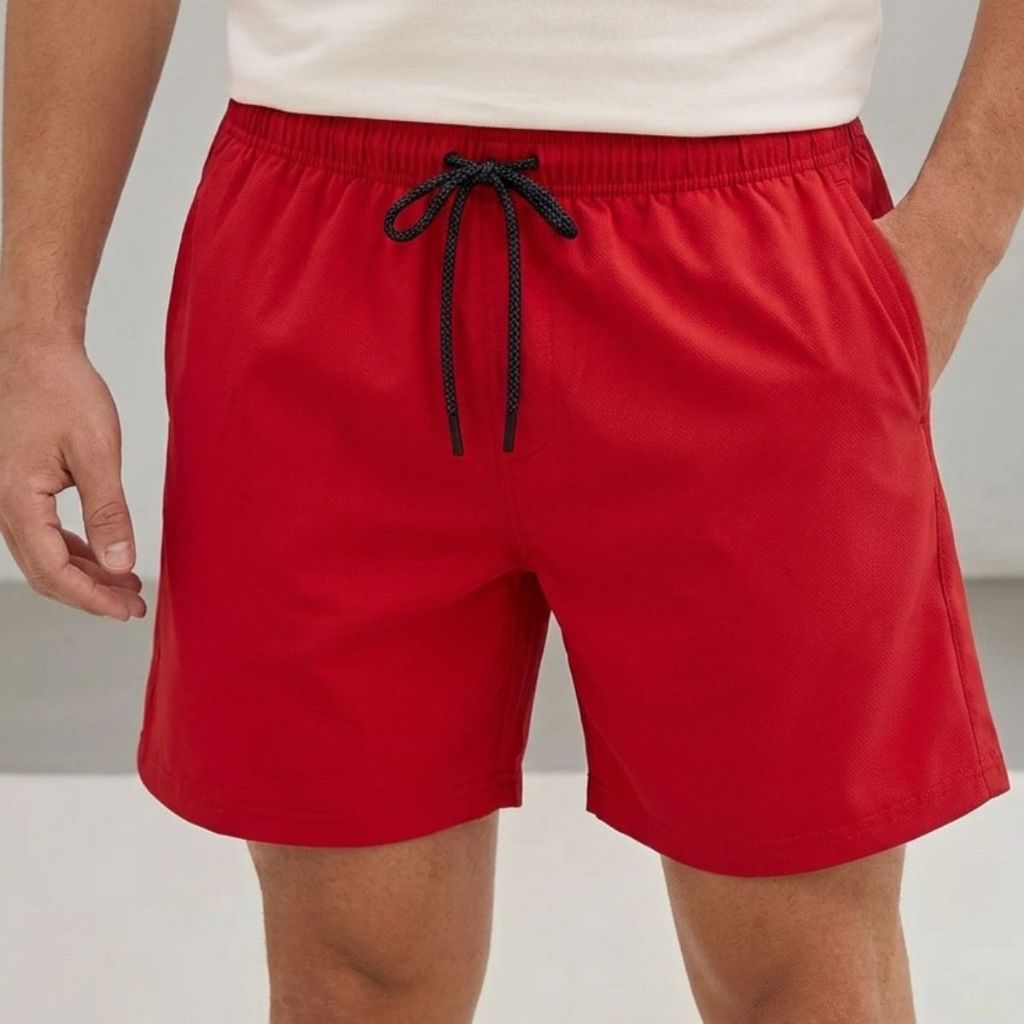 Bermuda Masculina Vermelha Tactel Com Elastano Ideal Para Atividades Físicas Conforto e Praticidade Envio Imediato