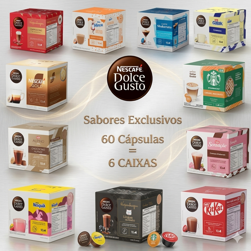 DOLCE GUSTO Kit 60 Capsulas de Café SABORES EXCLUSIVOS STARBUCKS TRADICIONAIS