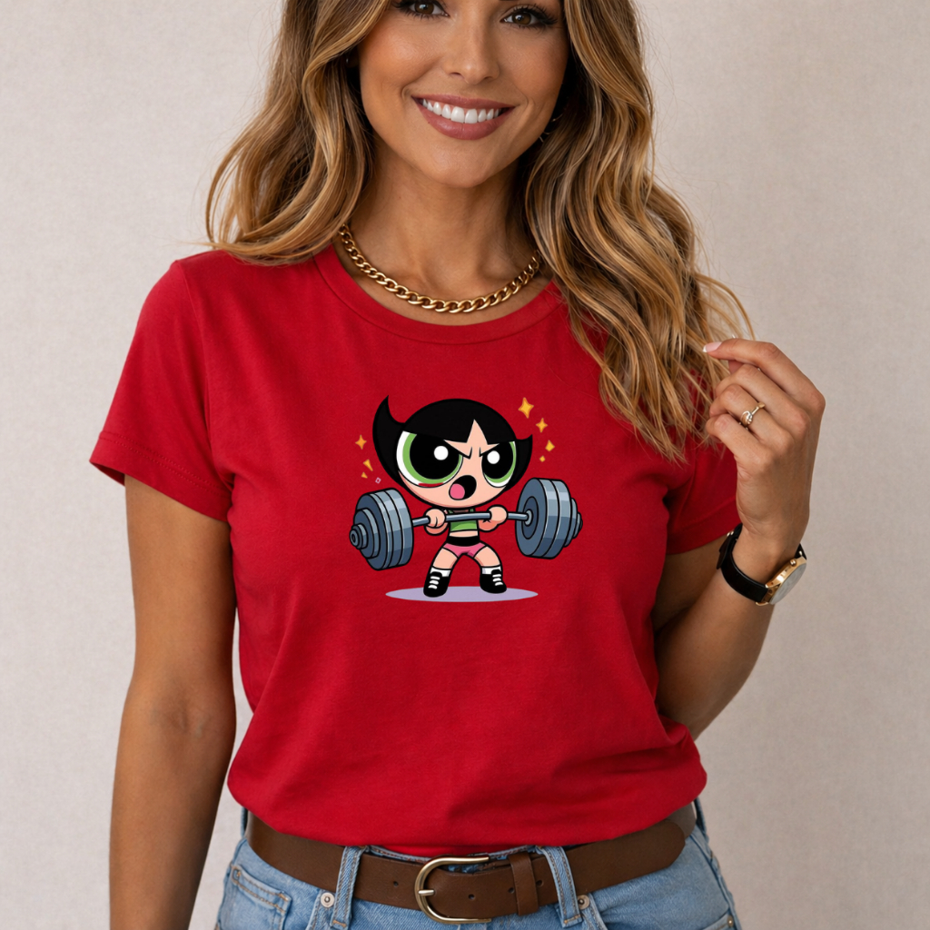 Camiseta Feminina Estampada Docinho Super Poderosas Academia 100% Algodão