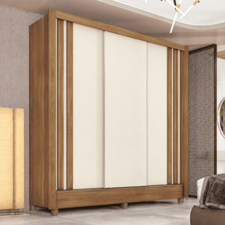 Guarda Roupa Casal Bernabéu 3 Portas 2 Gavetas Amêndola Flex com Espelho em Oferta na Shopee