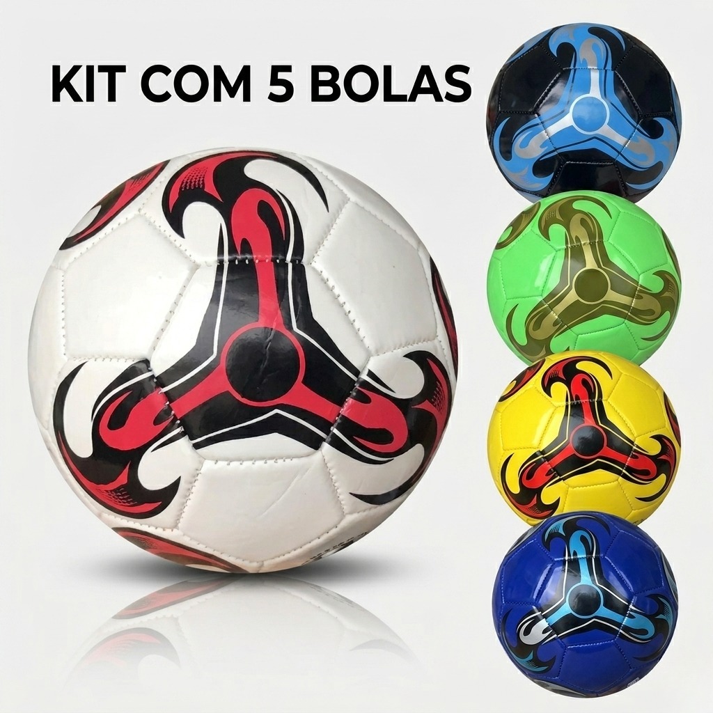 KIT 5 Bola de Futebol de Campo Tamanho Oficial 5 - Envio Imediato Varias Cores