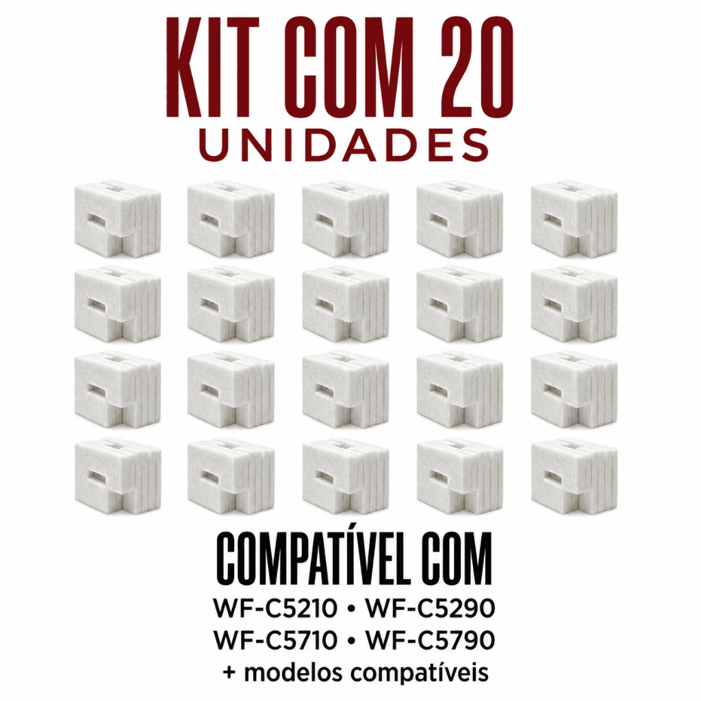 Kit 20 Feltro Almofada Epson T6716 T671600 Sem Chip WF-C5210 C5290 C5710 C5790 M5299 M5799