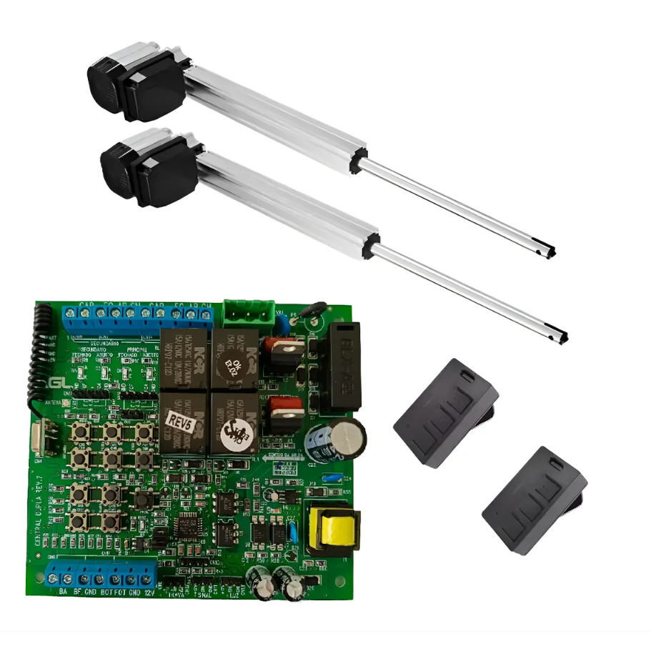 Kit Motor Pivotante Duplo AGL 1/3hp Braço 0,75cm C/ 2 Controles 220V