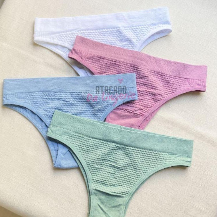 Kit Calcinha Poliamida Texturizada Tanga Importada Conforto Luxo Lingerie Moda Feminina