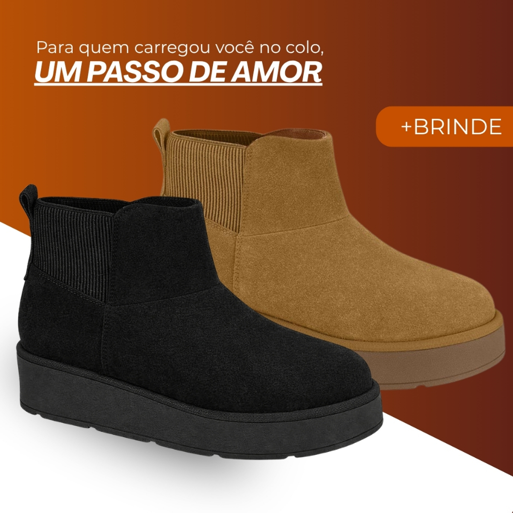Bota Vizzano Puffer Cano Curto Elástico Calce Fácil Camurça Feminina Plataforma Confortável em Oferta na Shopee
