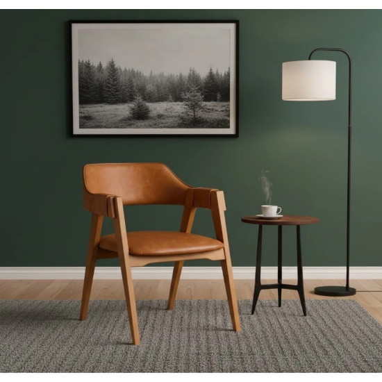 Poltrona Cadeira De Jantar Edera Elegante Estofado em Tecido Courino Para Sala Estar Recepção Quarto Varias Cores