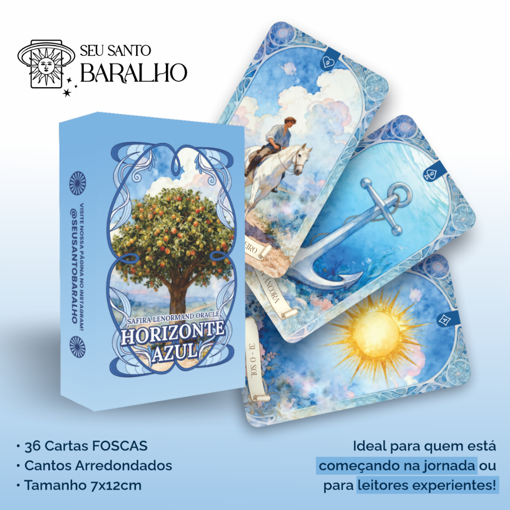 Baralho Cigano Lenormand - Edição Safira Lenormand - Horizonte Azul - 7x12cm