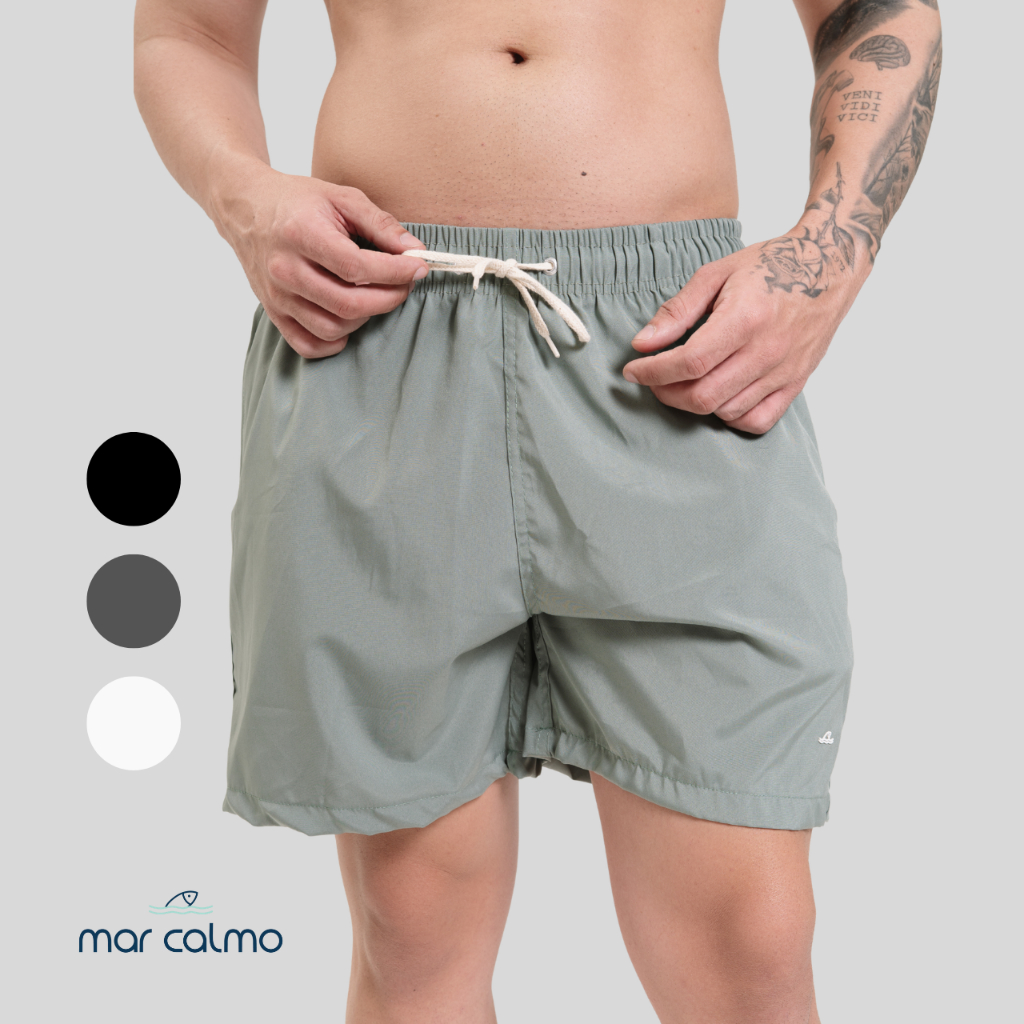BERMUDA MAURICINHO MASCULINO TACTEL COM ELASTANO PREMIUM LISO CADARÇO CRU CORRIDA ACADEMIA CAMINHADA PRAIA