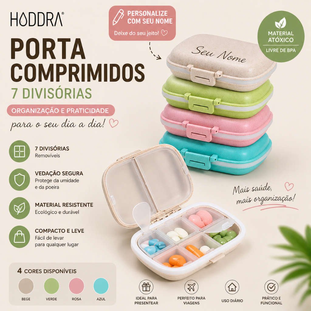Porta Comprimidos Personalizado Semanal Organizador Remédio Caixa 8 Dias Portátil Viagem