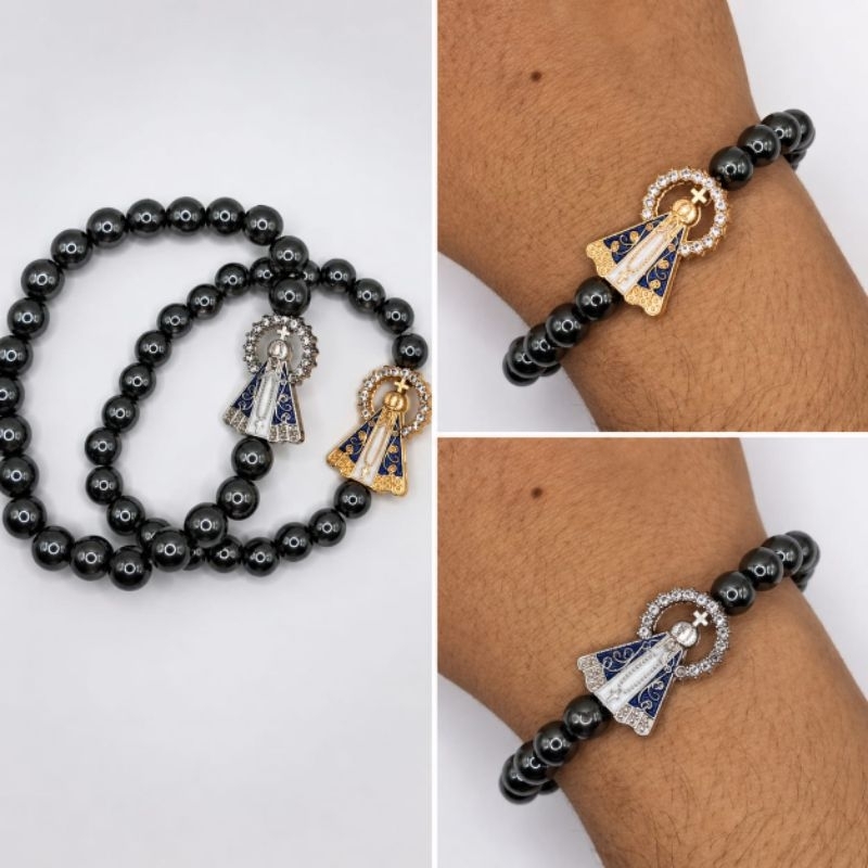 Pulseira Hematita Nossa Senhora Aparecida Unisex