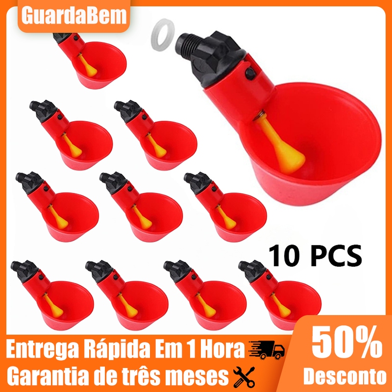 10 Bebedouros Automáticos Copinho Vermelho Sem Nozes Para Todas As Aves Galinhas Codornas Pombas
