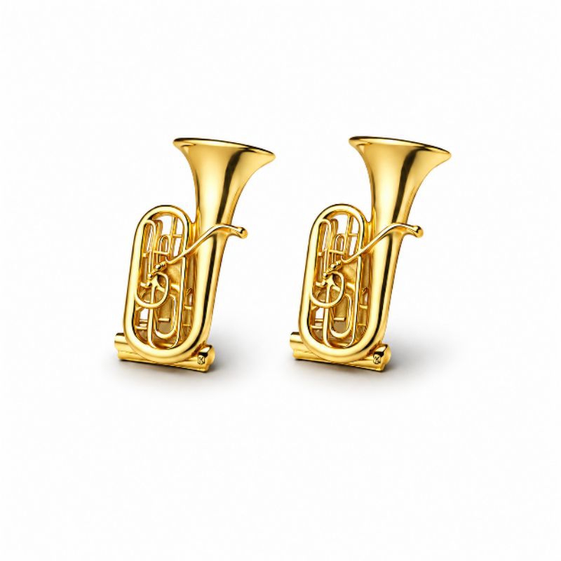 Prendedores de partituras luxo tuba o par + broche tuba minimalista flash de ouro