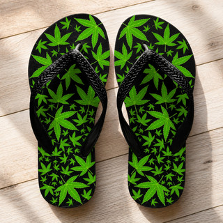 Chinelo 420 marijuana PRETO -Verdinha unissex