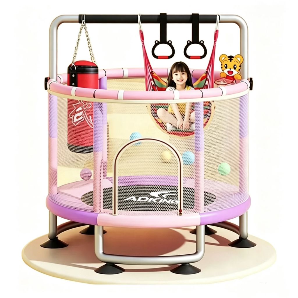 Cama Elástica 1.4M ATE 1.5M  (suporta 300kg) pula pula infantil brinquedo trampolim Com barra horizontal