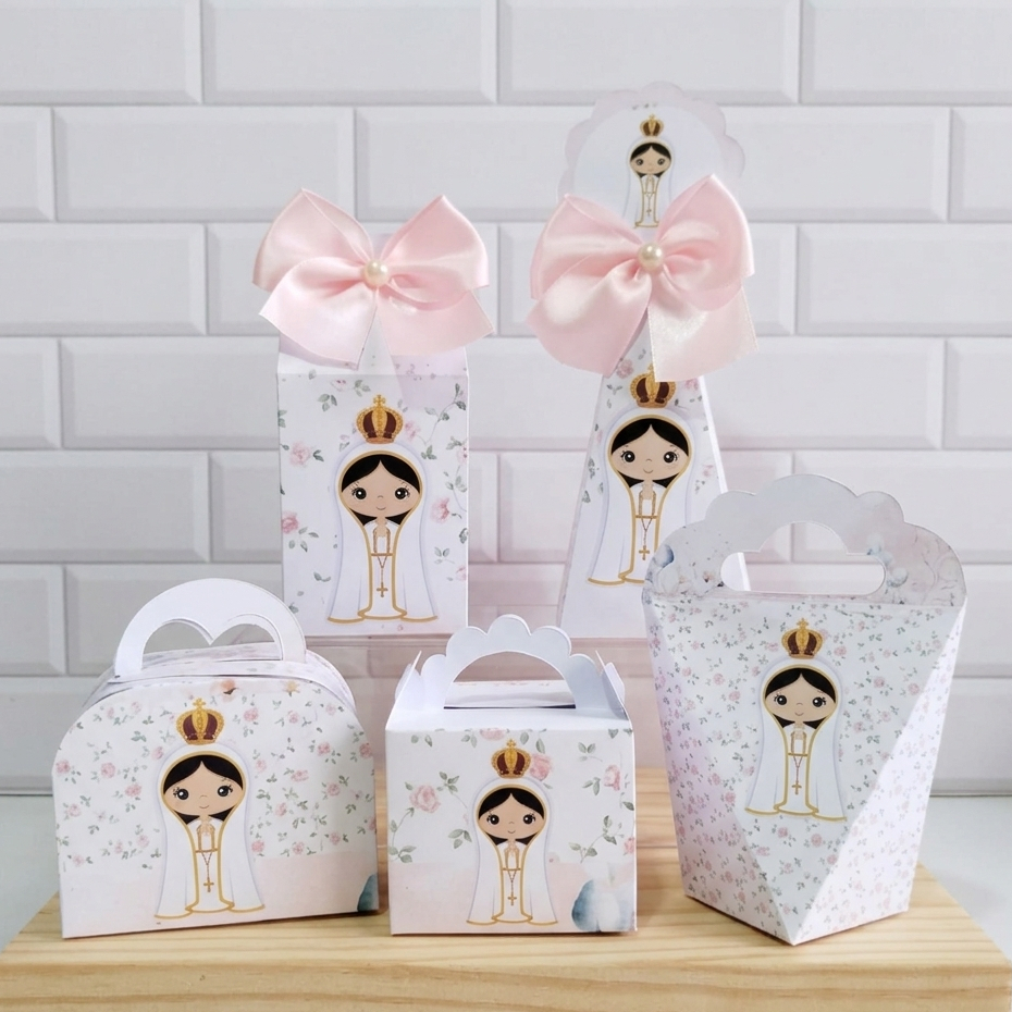 Kit Lembrancinhas Personalizados Nossa Senhora De Fátima -  Batizado - Primeira Eucaristia - Festa Religiosa Menina