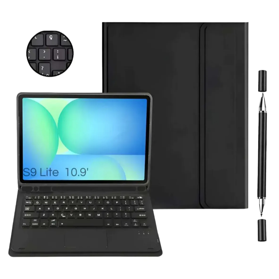 Capa Com Teclado P/ Galaxy Tab S9 Lite 10.9 + Caneta Touch