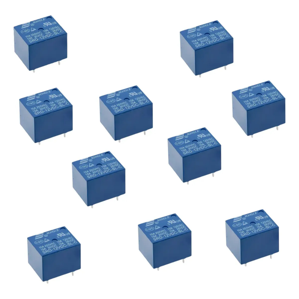 Kit C/ 10 Pcs Relé Eletromecânico 12v 10a Na+nf Songle Srd-12vdc-sl-c
