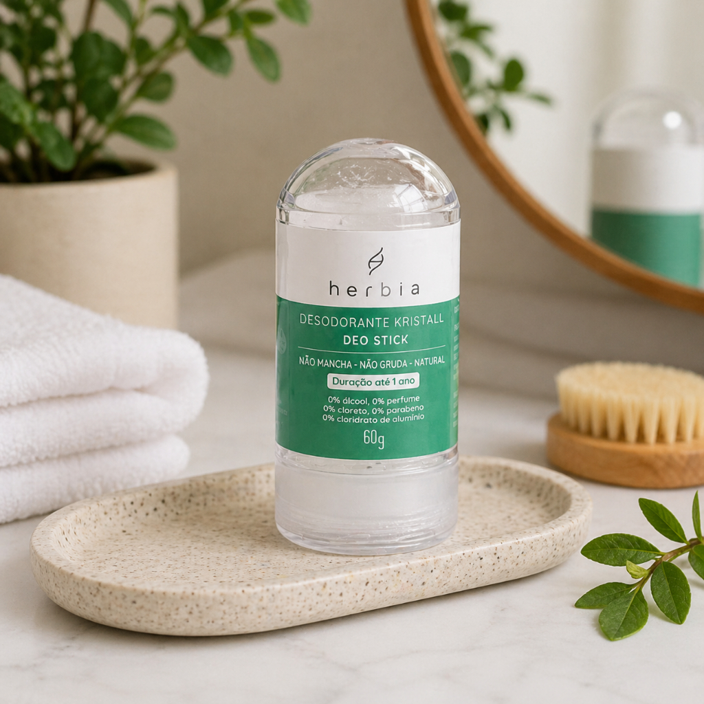 Desodorante Kristall em Pedra Cristal Deo Stick Natural Vegano 60g Herbia