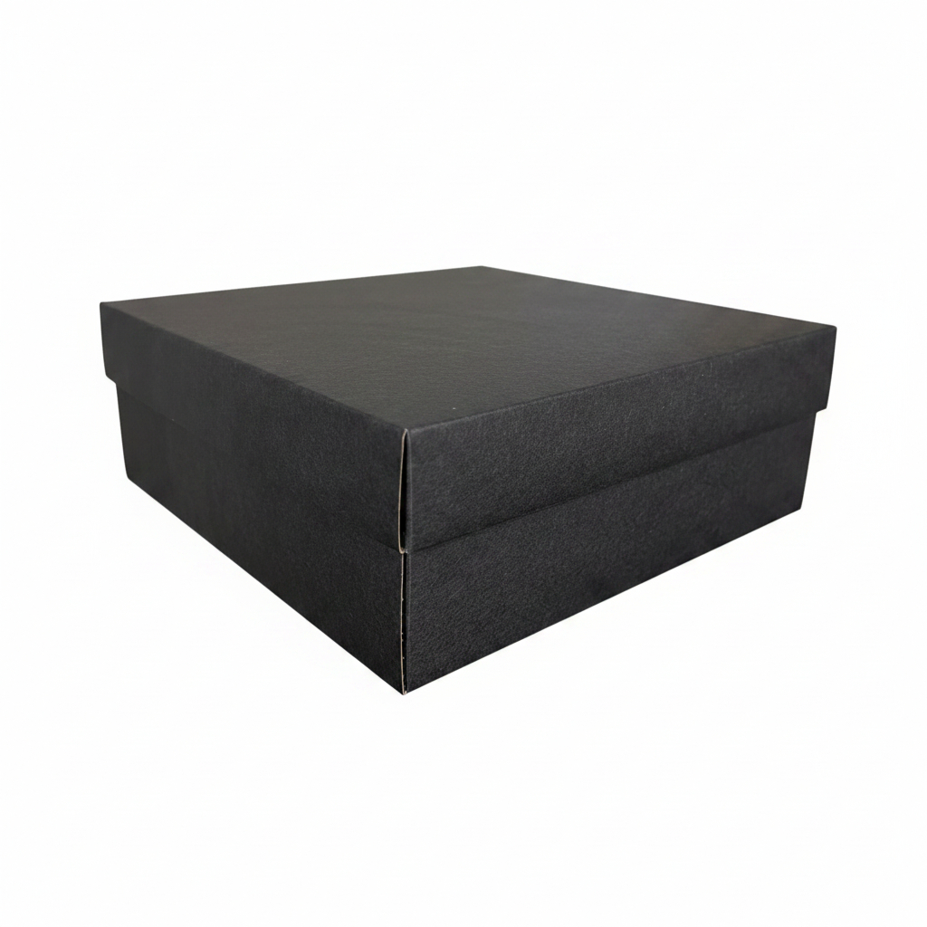 Caixa de Presente 22x22x08 Chique Elegante Sofisticada Modelo Quadrado 3 Cores Preta Branca e Kraft