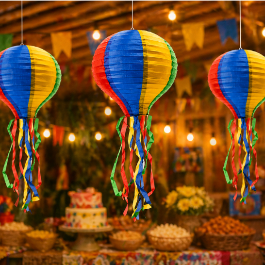 Kit 3 Baloes Festa Junina 30cm Balao de Ar Quente Decoraçao Sao Joao