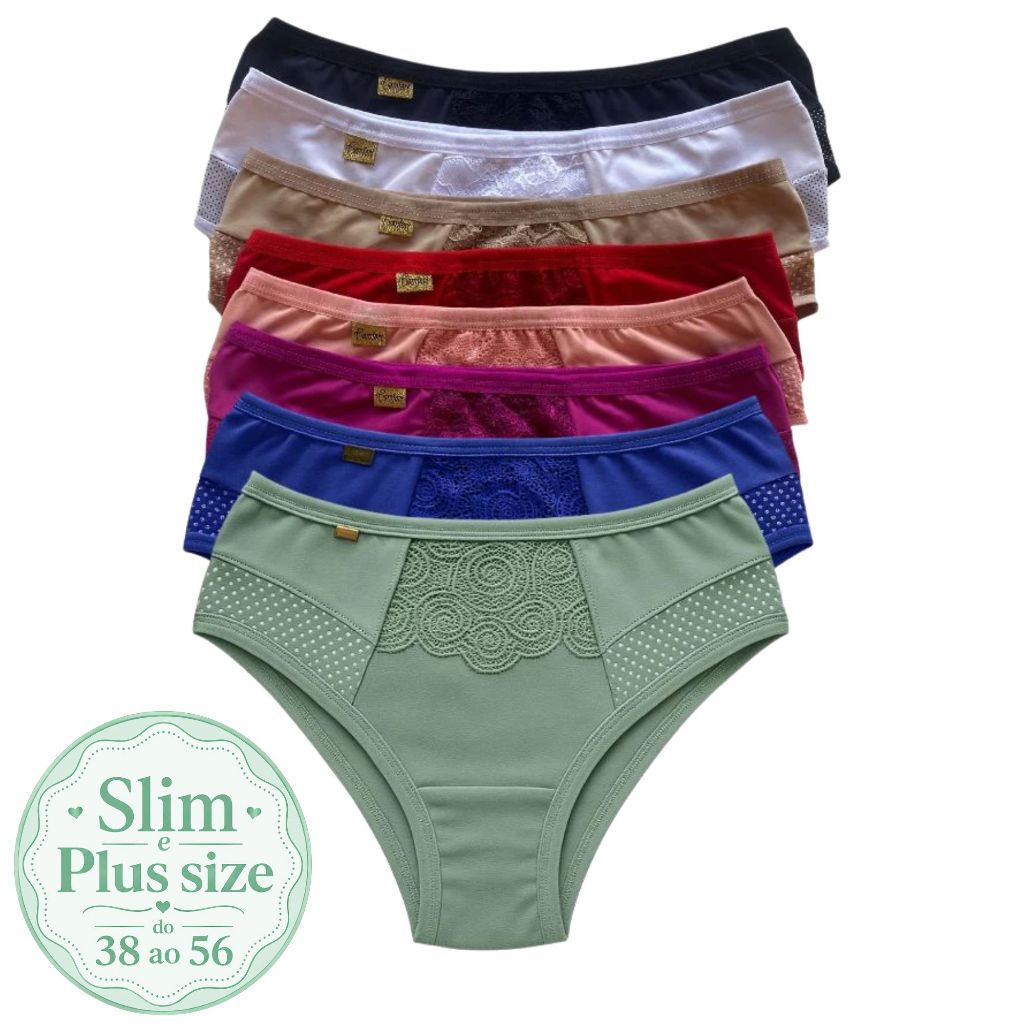 Kit Calcinha Cintura Alta Pós Parto Gestante Renda Lingerie Feminina Forro 100% Algodão