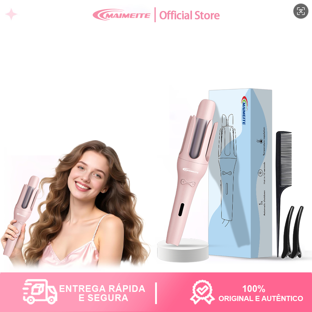 Imagem MAIMEITE Curling Iron Automatic Rotating Curling Iron Bivolt Fast Heating Curler 110v and 220v
