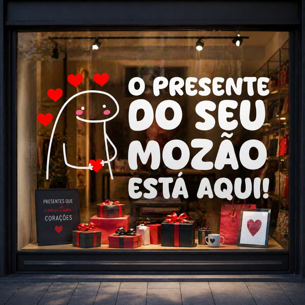 Adesivo de Vitrine com Flork – Especial Dia dos Namorados