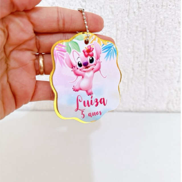 Tag Apliques Personalizados 3D para Lembrancinha Stitch | Angel | Etiqueta Festa Infantil | Qualquer Tema