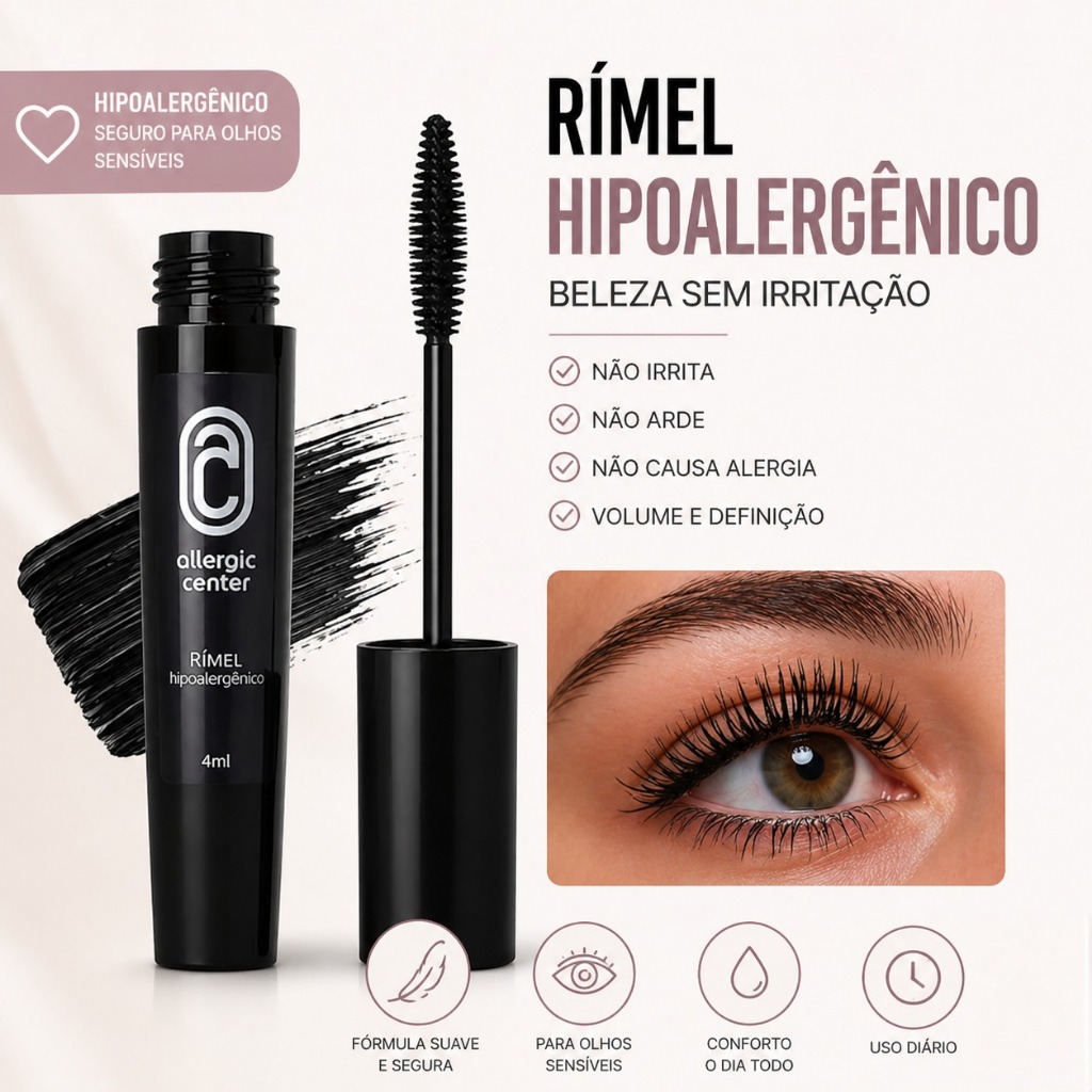 Rímel Preto Allergic Center 4ml Para Olhos Sensíveis