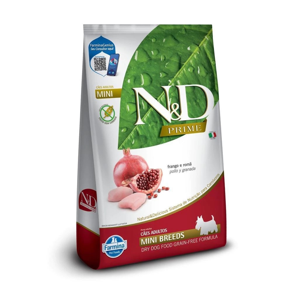 Ração N&D Prime Cães Adultos Raças Mini e Pequena Frango e Romã 800g