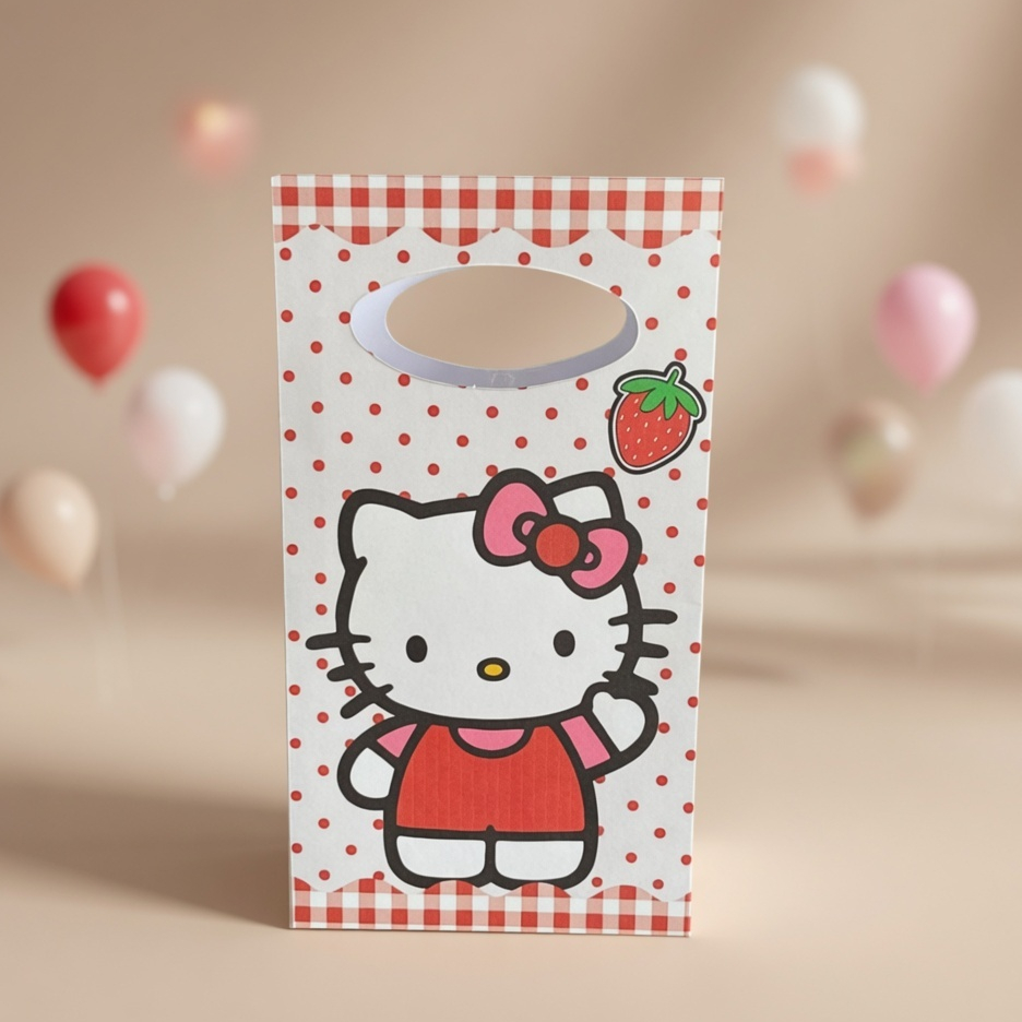 Sacolinha P Hello Kitty Vermelha/ Para Festa Infantil/ Lembrancinha para Aniversário