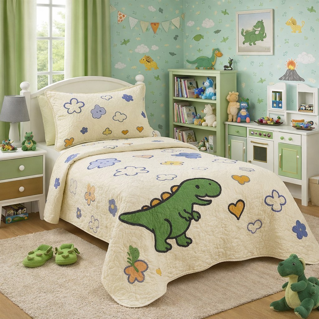 Kit Colcha Boutis Cobre Leito Solteiro Infantil Menina Menino Unissex 2 Peças Ideal