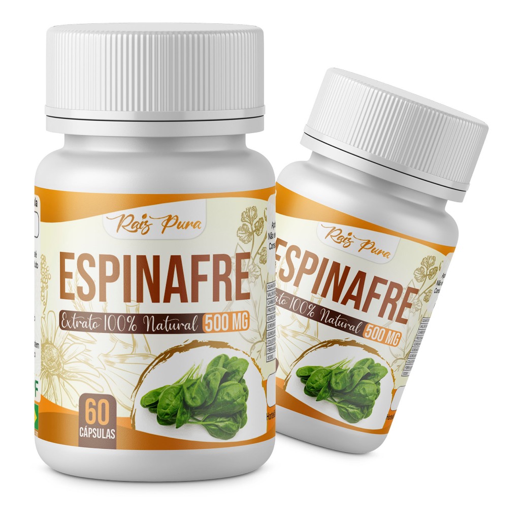 KIT 2 UNID - EXTRATO DE ESPINAFRE 100% PURO | 500 MG - 60 CÁPSULAS
