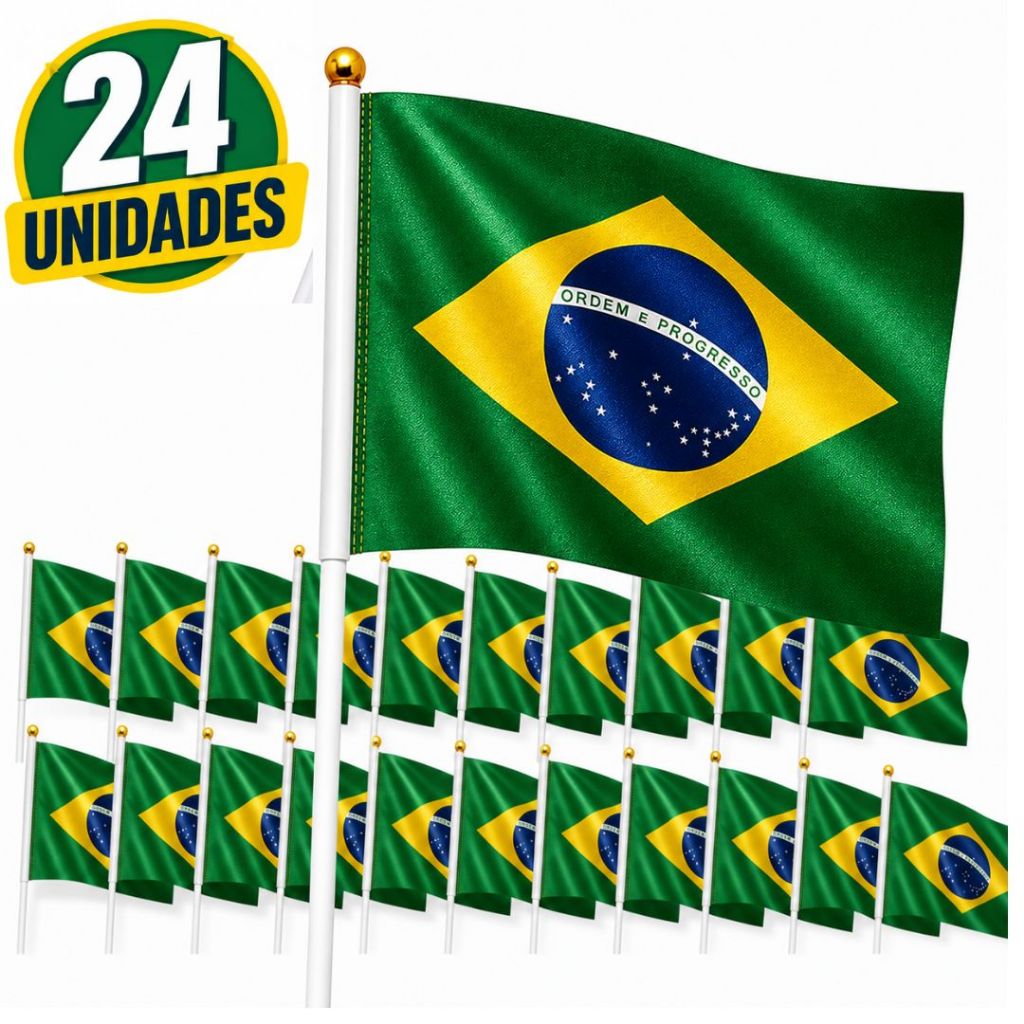 Bandeira Do Brasil 24 Mini Bandeirinhas De Mão Copa Do Mundo 2026 Torcida Evento Escola