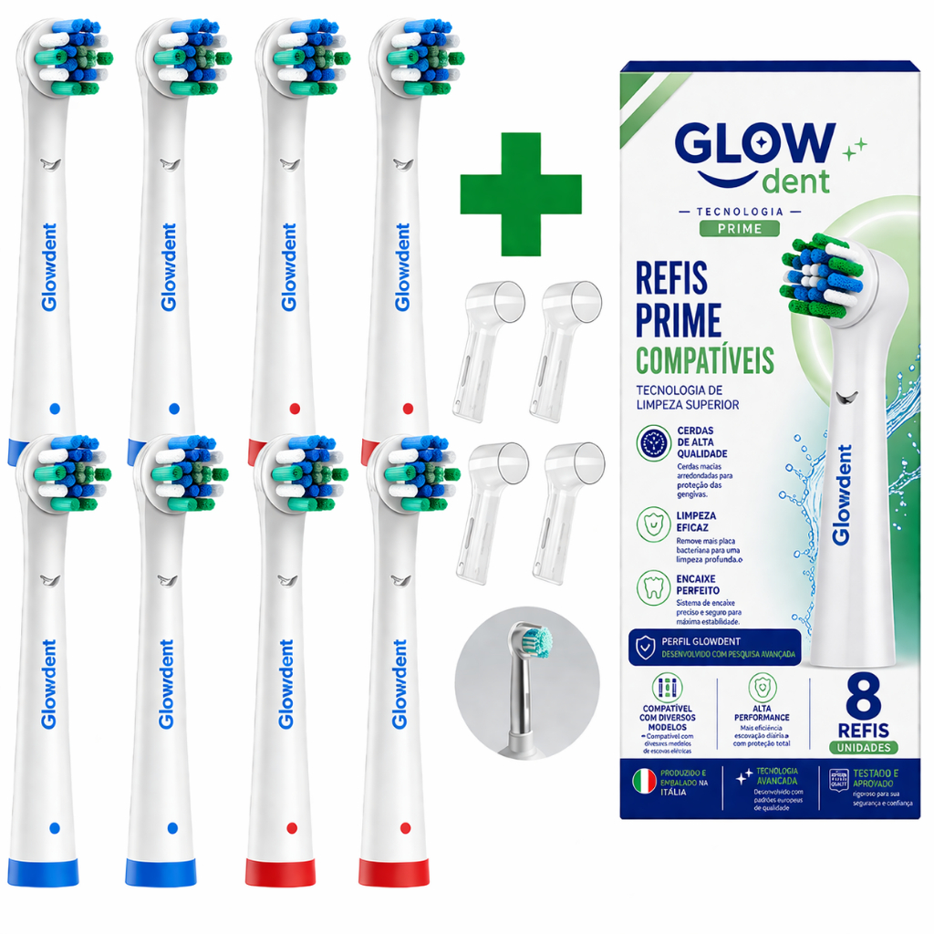 Refil Oral-B Compatível Advanced Escova Elétrica 8 Unidades + 4 Capas Protetoras