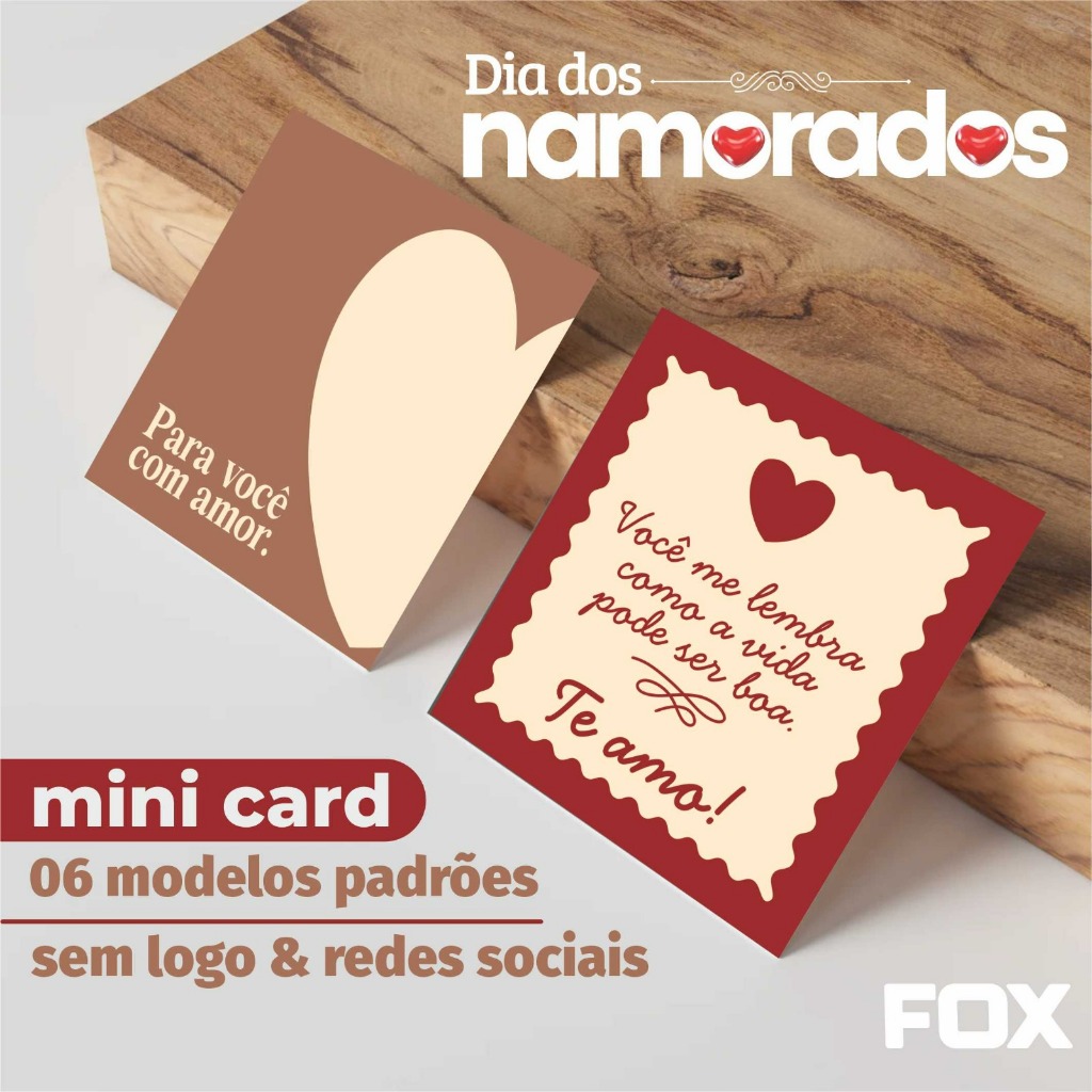 Mini cartão Dia dos namorados 5x4,5cm Papel C2S 300g com Verniz Frente