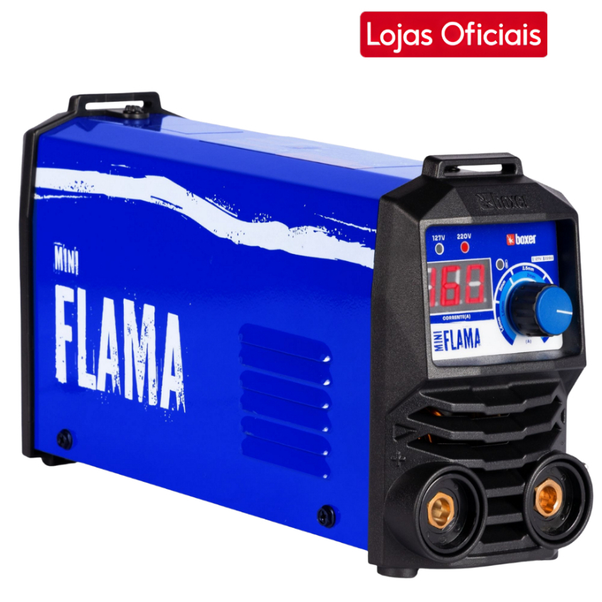 Inversora de Solda Boxer Mini Flama 160A Bivolt Digital Inversor de Solda Eletrodo e Tig Raspagem