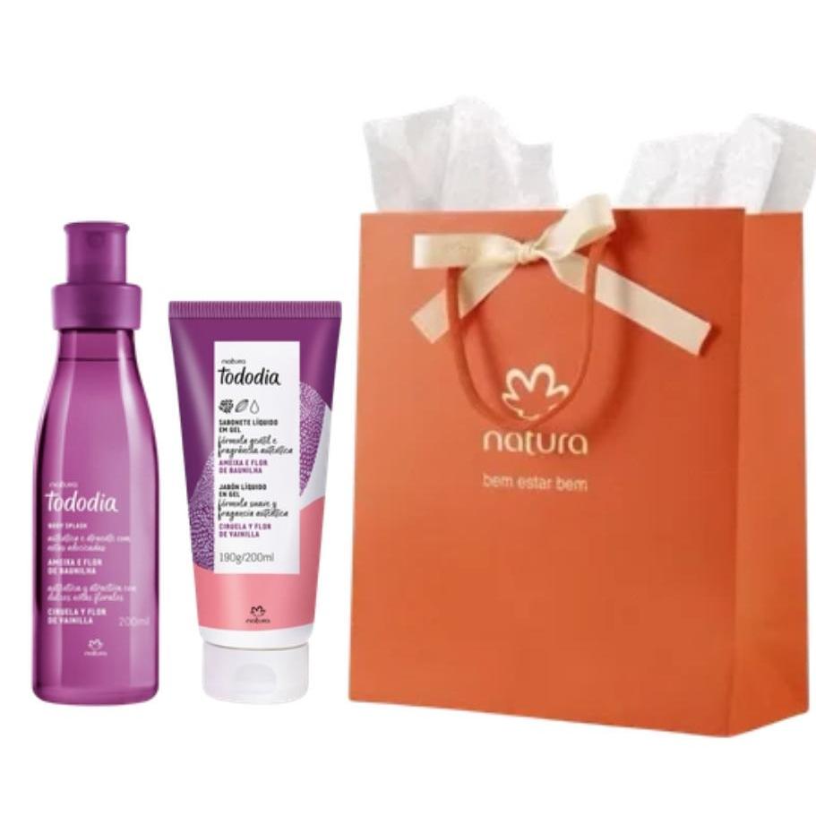 Presente Natura Body Splash e Sabonete Líquido 200ml Ameixa e Flor de Baunilha Tododia