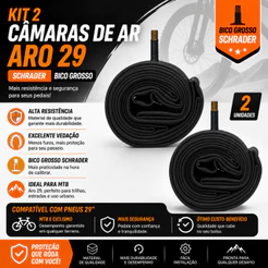 KIT 2 CÂMARAS DE AR ARO 29 SCHRADER BICO GROSSO MTB IMPORTADA