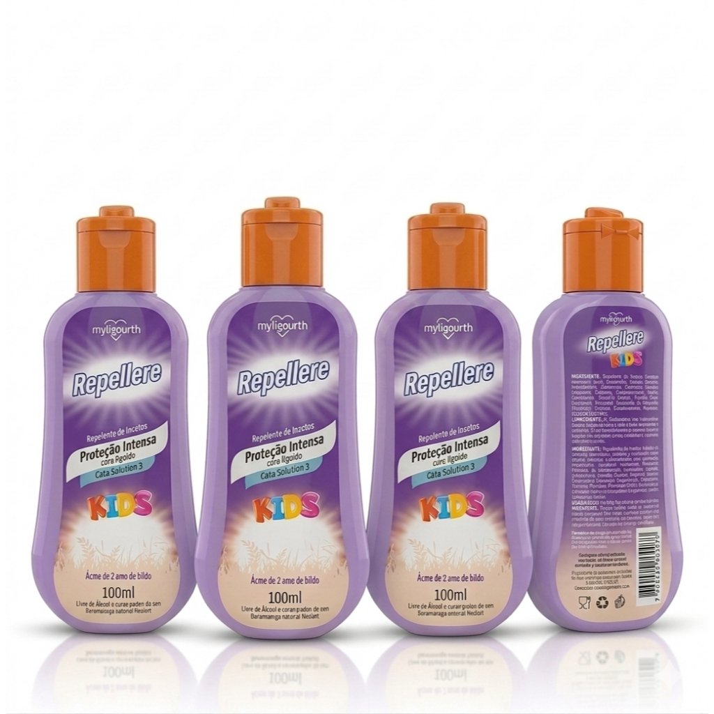 Repelente Insetos KIDS Loção 100ml Escudo de Proteção Longa Intensa Toque seco Eficaz Contra Dengue