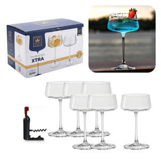 Jg 6 Taças Vinho Champanhe Coquetel Cristal Titânio Xtra 220 a 560ml Bohemia + Saca Rolha Grátis