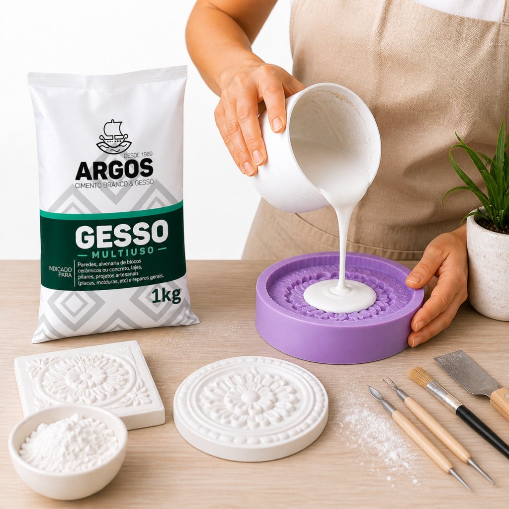 Detalhes do Gesso Rápido 1kg Argos Multiuso Artesanato Moldes Decoração