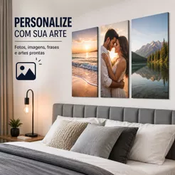 Kit com 3 quadros personalizados com foto ou imagem placa decorativa decoração sala quarto